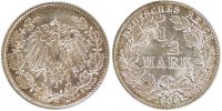 GERMANY - EMPIRE 1/2 Mark Münze, Karlsruhe, VZ+, Silber -
