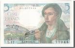 Frankreich 5 Francs Geldschein, 5 F 1943-1947 ''Berger'', 1943-06-02 -