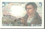 Frankreich 5 Francs Geldschein, 5 F 1943-1947 ''Berger'', 1943-12-23 -
