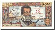 Frankreich 50 Nouveaux Francs on 5000 Francs Geldschein, 1955-1959 Overprinted -