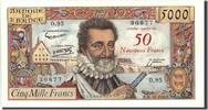 Frankreich 50 Nouveaux Francs on 5000 Francs Geldschein, 1955-1959 Overprinted -