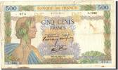 Frankreich 500 Francs Geldschein, 500 F 1940-1944 ''La Paix'' -