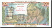 Réunion 10 Nouveaux Francs on 500 Francs UNZ- -