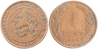 Niederlande Cent Münze, Wilhelmina I, S+, Bronze, KM:132.1 -