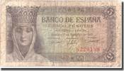 Spanien 5 Pesetas Geldschein, 1943-02-13, KM:127a, S+ -
