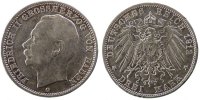 Deutsch Staaten 3 Mark Münze, BADEN, Friedrich II, Stuttgart, SS+ -