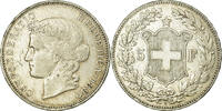 Schweiz 5 Francs Münze, Bern, SS, Silber, KM:34 -