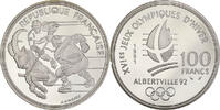 Frankreich 100 Francs Münze, Hockey players, BE, STGL, Silber, KM:993 -