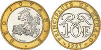 Monaco 10 Francs Münze, Rainier III, UNZ, Bi-Metallic, KM:163 -