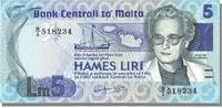 Malta 5 Liri Geldschein, UNZ -