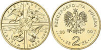Polen 2 Zlote Warsaw, Messing, STGL, KM:376 -