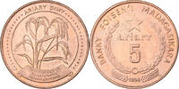 Madagascar 5 Ariary Copper Plated Steel, UNZ, KM:23 -