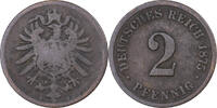 German Empire 2 Pfennig GERMANY - EMPIRE, Wilhelm I, Hannover, Kupfer, S+, KM:2 -