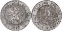 Belgien 5 Centimes Leopold I, Kupfer-Nickel, SS, KM:21 -