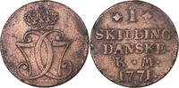 Dänemark Skilling Christian VII, Kupfer, S, KM:616.1 -
