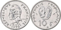 French Polynesia 10 Francs Paris, Nickel, VZ, KM:8 -