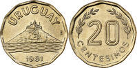 Uruguay 20 Centesimos Santiago, Aluminum-Bronze, STGL, KM:67 -