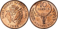 Madagascar 10 Francs, 2 Ariary Copper Plated Steel, SS+, KM:22 -