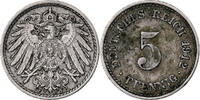German Empire 5 Pfennig GERMANY - EMPIRE, Wilhelm II, Stuttgart, Kupfer-Nickel, SS -