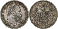 Deutsch Staaten 2 Mark WURTTEMBERG, Wilhelm II, Freudenstadt, Silber -