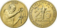 West African States 25 Francs Aluminum-Bronze, STGL, KM:E9 -