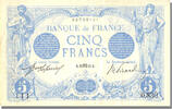 Frankreich 5 Francs Geldschein, 5 F 1912-1917 ''Bleu'', 1912-08-01 -