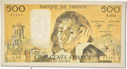 Frankreich 500 Francs Geldschein, 500 F 1968-1993 ''Pascal'' -