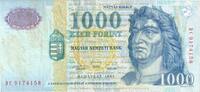 Ungarn 1000 Forint Geldschein, KM:180a, SS -