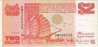 Singapur 2 Dollars Geldschein, KM:27, SS -