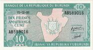 Burundi 10 Francs 01-12-86, UNZ -