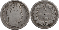 Frankreich 2 Francs Münze, Louis-Philippe, Paris, SGE+, Silber -