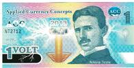 Vereinigte Staaten Not Applicable Geldschein, 1 VOLT NIKOLA TESLA, UNZ -