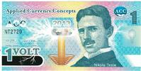 Vereinigte Staaten Not Applicable Geldschein, 1 VOLT NIKOLA TESLA, UNZ -