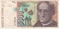Spanien 5000 Pesetas Geldschein, 1992-10-12, KM:165, SS -