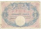 Frankreich 50 Francs Bleu et Rose, P.7012 603, S+, Fayette:14.29, KM:64e -