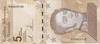 Venezuela 5 Bolivares Geldschein, 2020-04-29, UNZ -