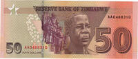 Simbabwe 50 Dollars Geldschein, UNZ -