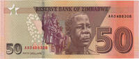Simbabwe 50 Dollars Geldschein, UNZ -