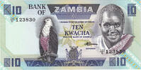 Sambia 10 Kwacha Geldschein, Undated (1980-88), KM:26e, UNZ -