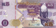 Sambia 5 Kwacha Geldschein, UNZ -