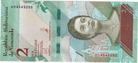 Venezuela 2 Bolivares Geldschein, 2018-01-15, UNZ -