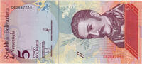 Venezuela 5 Bolivares Geldschein, 2018-01-15, UNZ -