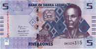 Sierra Leone 5 Leones Geldschein, 2022-04-27, UNZ -