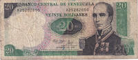 Venezuela 20 Bolivares Geldschein, 1987-10-20, KM:71, SGE+ -
