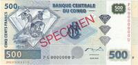 Congo Democratic Republic 500 Francs Geldschein, 04.01.2002, KM:96s, UNZ -