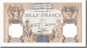 Frankreich 500 Francs Geldschein, 1 000 F 1927-1940 ''Cérès et Mercure'' -