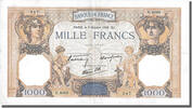 Frankreich 500 Francs Geldschein, 1 000 F 1927-1940 ''Cérès et Mercure'' -