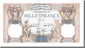 Frankreich 500 Francs Geldschein, 1 000 F 1927-1940 ''Cérès et Mercure'' -