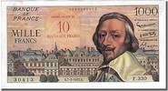 Frankreich 10 Nouveaux Francs on 1000 Francs Geldschein, 1955-1959 Overprinted -