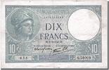 Frankreich 10 Francs 1940 Geldschein, 10 F 1916-1942 Minerve, 1940-11-07 VZ